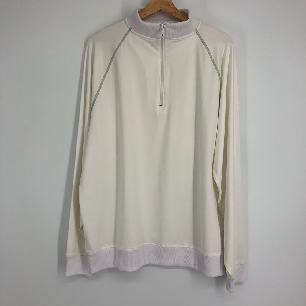 Footjoy Mens Sweatshirt Size Large White Quarter Zip 1/4 Pullover‎ Mockneck